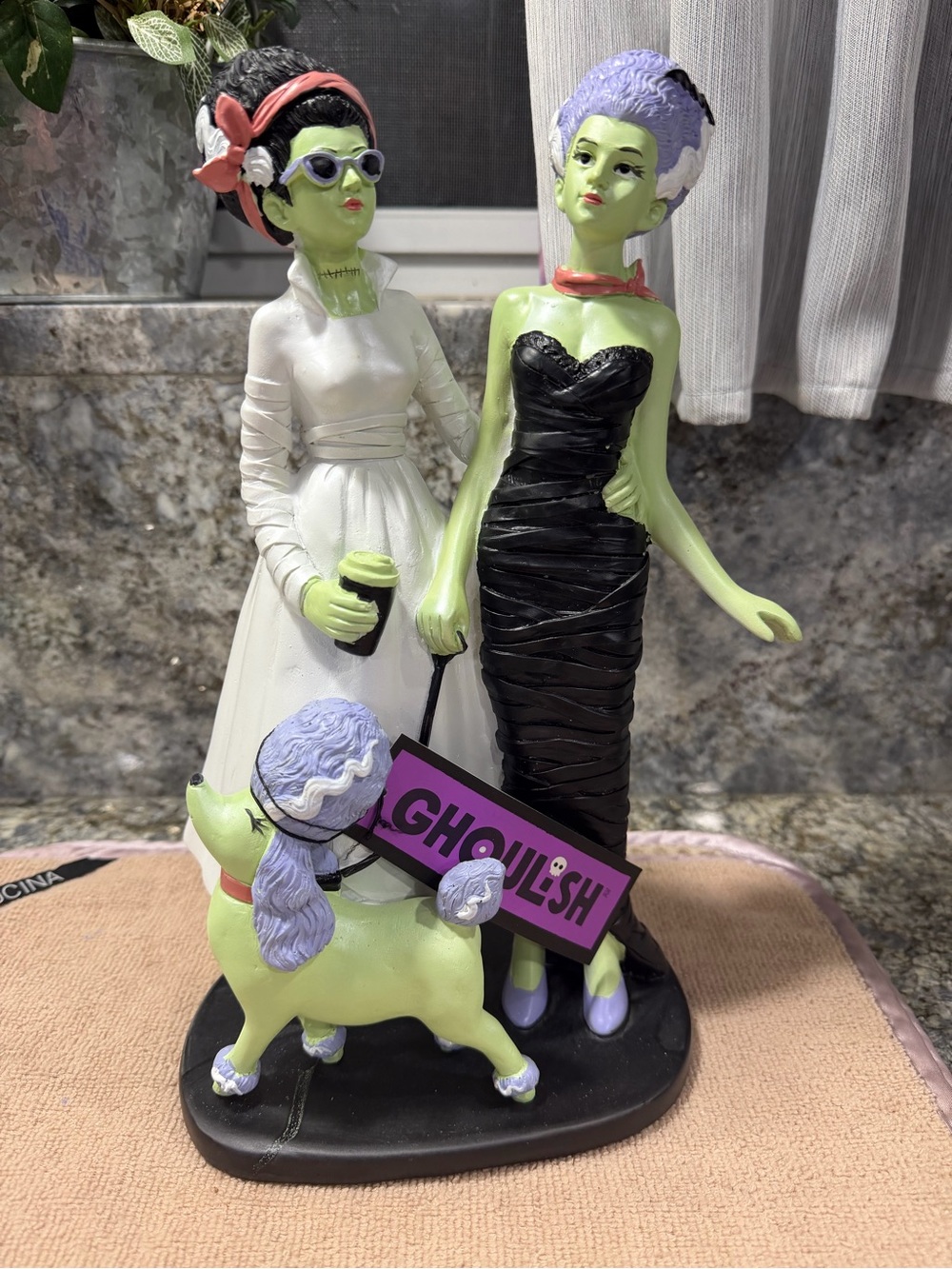 Ghoulish Frankenstein Bride & Bride of Frankenstein Figurine with Poodle | NWT